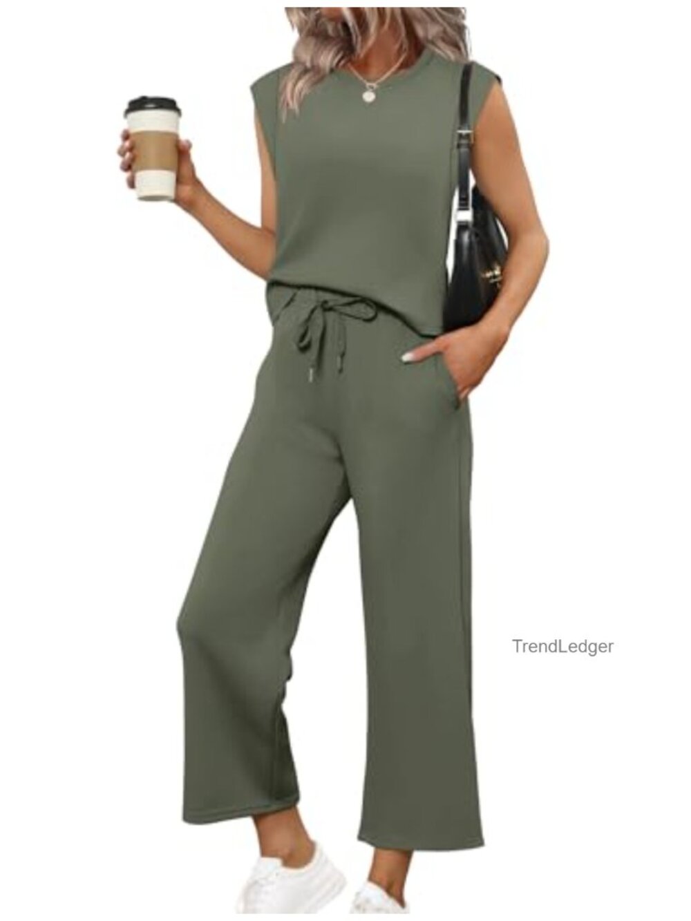 SAMPEEL Two Piece Sets for Women Casual Travel Vacation Outfits Summer Wide Leg